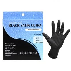 New Robert De Soto Black Satin Ultra Reusable Gloves