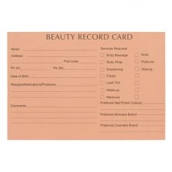 Dateline Imports Professional Beauty Therapy Record Cards New