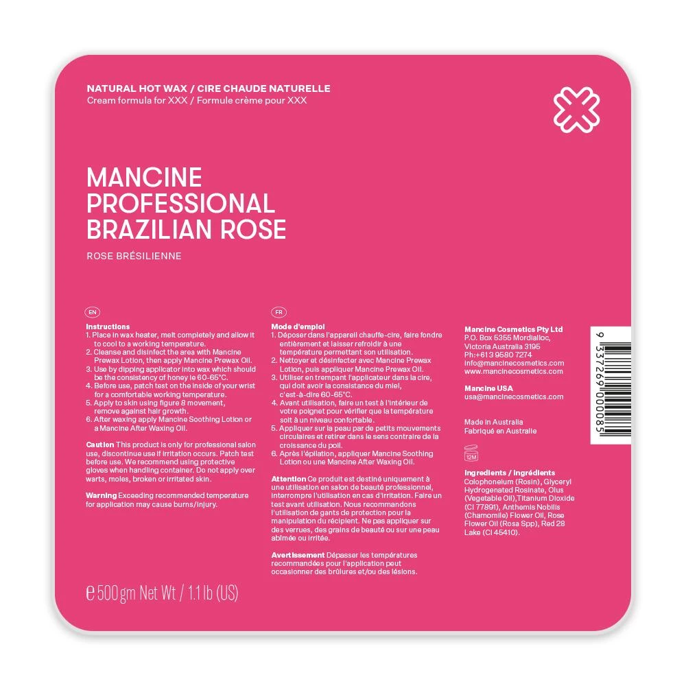 New Mancine Brazilian Rose Hot Wax 500g 3 New Mancine Brazilian Rose Hot Wax 500g