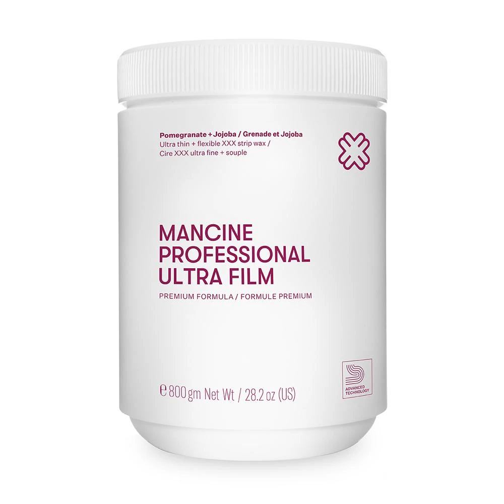 New Mancine Ultra Film Pomegranate & Jojoba Strip Wax 800g 3 New Mancine Ultra Film Pomegranate & Jojoba Strip Wax 800g
